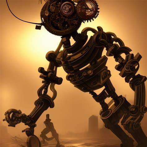 Clockwork Humanoid War Forged Robot 8k Resolution Concept Art Dynamic