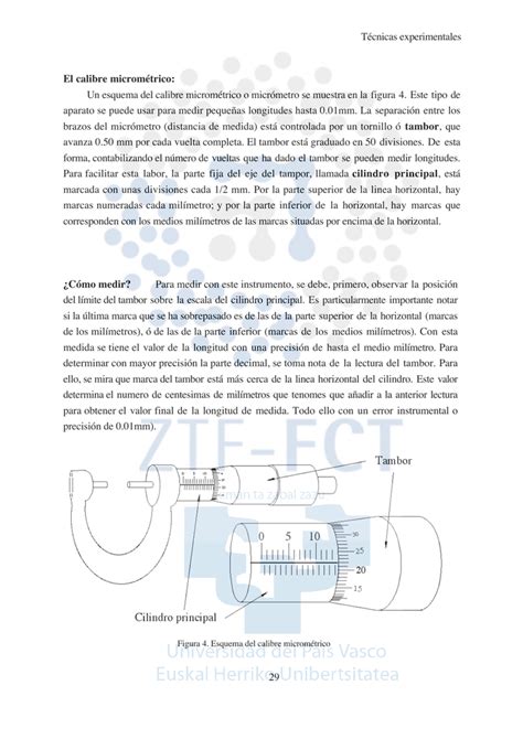 Un esquema del calibre micrométrico o micrómetro se muestra en la