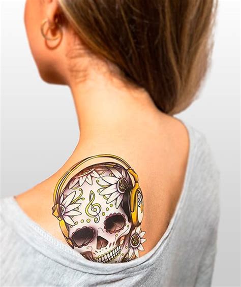 Tatuaje Temporal Calavera Dj Feel Tattoo