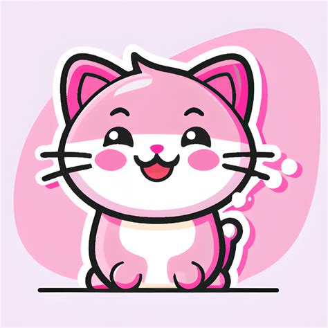 Cute Cat Pink Smile Kawaii Chibi Graphic · Creative Fabrica