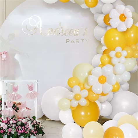 Pcs Daisy Flower Boho Lemon Yellow Balloon Garland Arch Kit Etsy