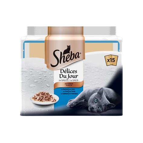 Pâtée Sheba Délices Du Jour Chat Adulte Pack Poissons Sauce 15 X 50 G