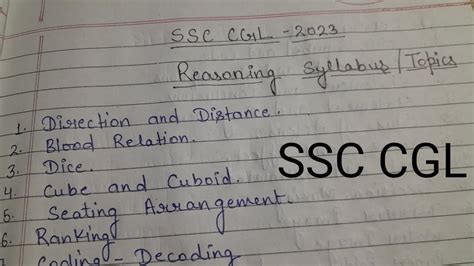 Ssc Cgl Reasoning Syllabus Cgl Latest Syllabus Youtube