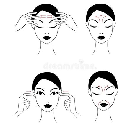 Ensemble Dinstructions De Massage De Visage Illustration De Vecteur