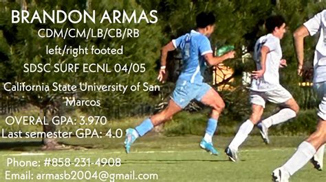 Brandon Armas Cdm Cm Lb Rb College Soccer Recruiting Highlight