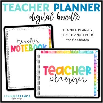 RAINBOW Digital Teacher Planner And Notebook BUNDLE By Leanne Prince