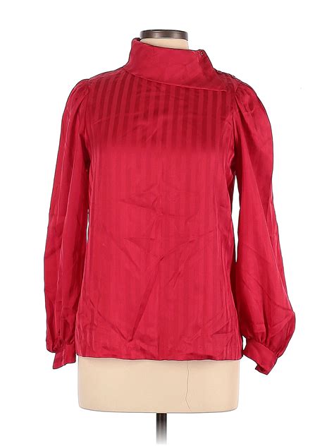 Assorted Brands 100 Polyester Solid Colored Red Long Sleeve Blouse