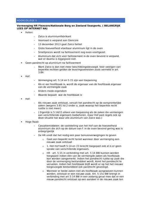 Hoorcollege 5 Goederenrecht HOORCOLLEGE 5 Vermenging HR Flencore