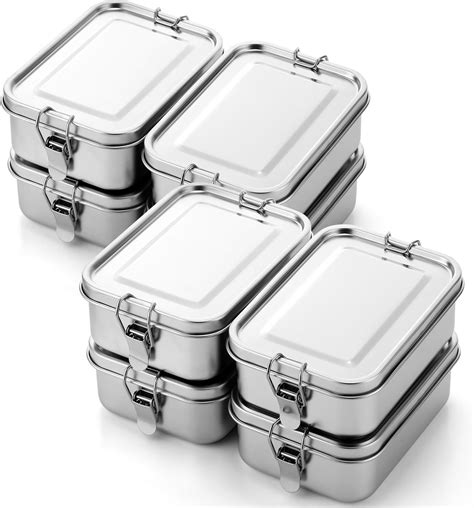 8 Pcs Stainless Steel Bento Box Metal Lunch Box Food Storage Containers