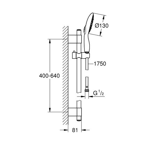 GROHE 27736000 POWER SOUL 130 Shower Rail Set 4 Sprays Homus Singapore