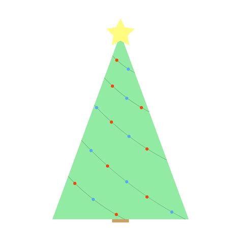 Simple Triangle Green Christmas Tree With Garland And Yellow Star