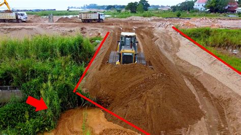 Bulldozer Shantui Pushing Sand Make A High Way On Cambodia Best