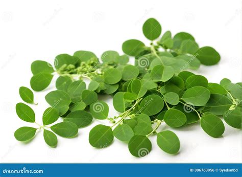 Edible Moringa Leaves Isolated On White Background Stock Illustration Illustration Of