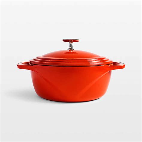 Lodge Usa Enamel 6 Qt Cast Iron Dutch Oven In Cherry On Top Red Crate And Barrel