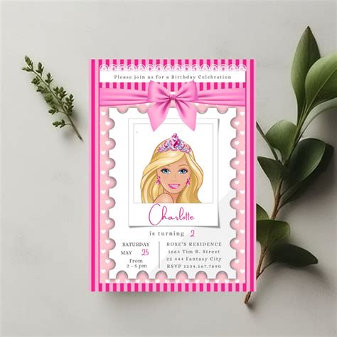 Editable Fashion Doll Party Invitation Girl Party Invite Girls Birthday