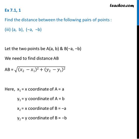 Find The Distance Between Points A B A B Video Teachoo