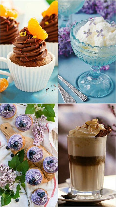 There Are Pictures Of Different Desserts And Drinks On This Page