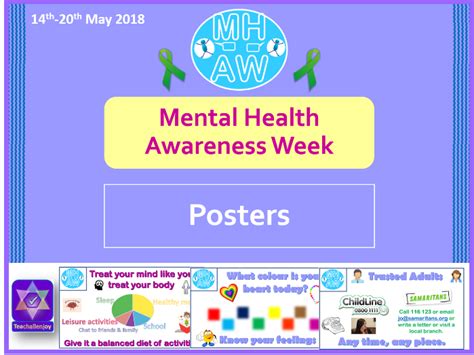 Mental Health Awareness Week 2018 Posters By Teachallenjoy Teaching