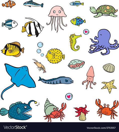 Aquatic animals Royalty Free Vector Image - VectorStock