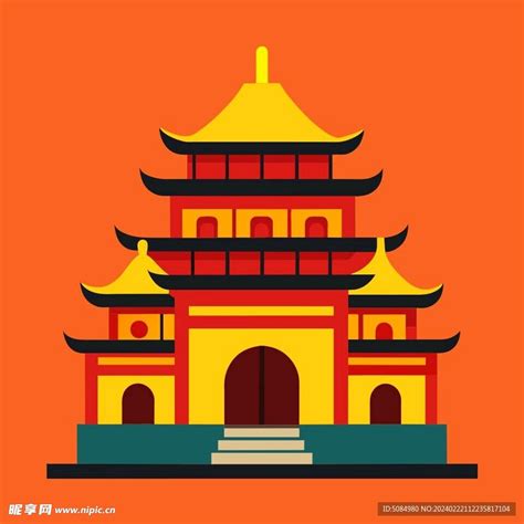 中国风古建筑插图设计图建筑园林自然景观设计图库昵图网