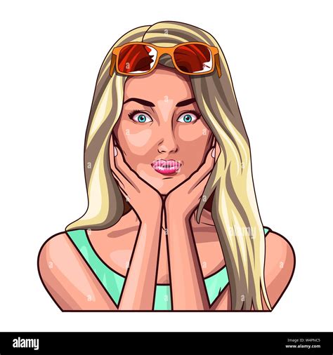 Pop Art Beautiful Woman Face Smiling Cartoon Stock Vector Image And Art