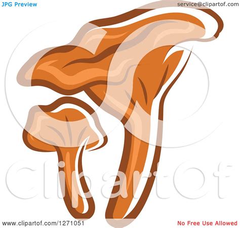 Clipart of a Brown Chanterelle Mushrooms 2 - Royalty Free Vector ...