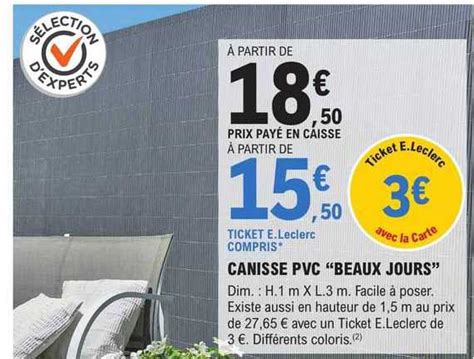 Promo Canisse Pvc Beaux Jours Chez E Leclerc Brico Icatalogue Fr