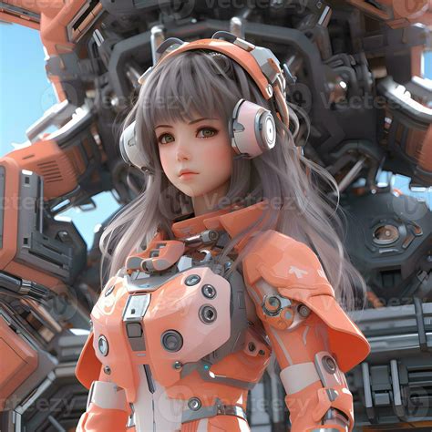 Anime Robot Girl Render