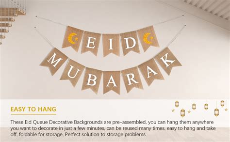 Kyizve Eid Mubarak Banner For Ramadan Decorations Jute Burlap Ramadan