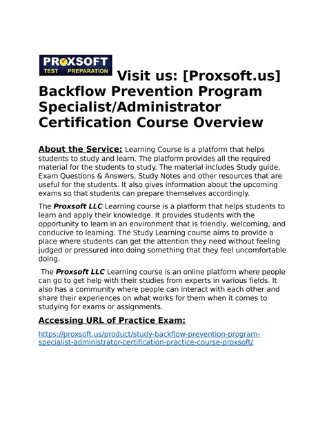 Backflow Prevention Program Specialist Administrator Certification