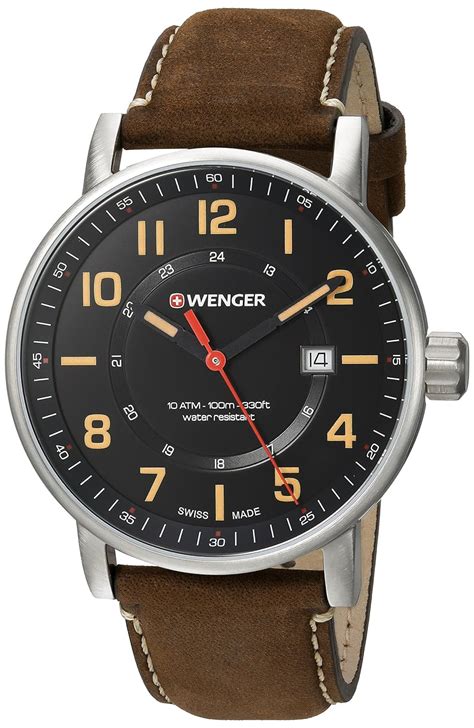 Buy Wenger Men S Attitude Outdoor Swiss Quartz Stainless Steel And Leather Casual Watch Color