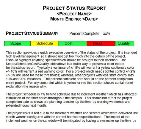 Free Sample Useful Project Status Report Templates In Google Docs