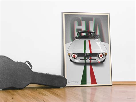 Alfa Romeo Poster Giulia Gta Italian Classic Print Automotive Etsy Uk