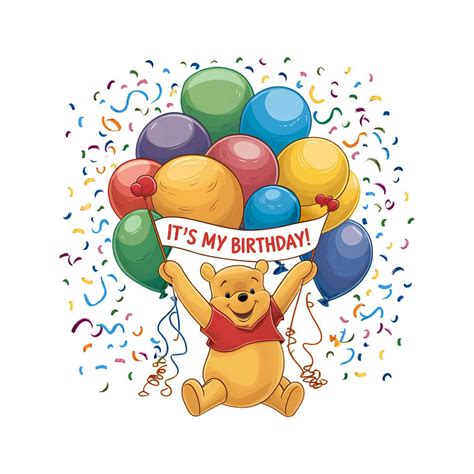 Its My Birthday Pooh Bear Party PNG - SVGLand