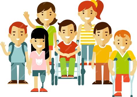 Premium Vector Disabled Child Boy In Wheelchair And Children Friends