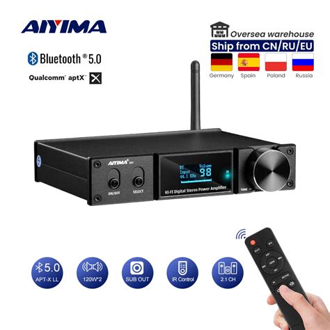 AIYIMA Amplificador DE POTENCIA D05 Con Bluetooth 5 0 Subwoofer 120Wx2