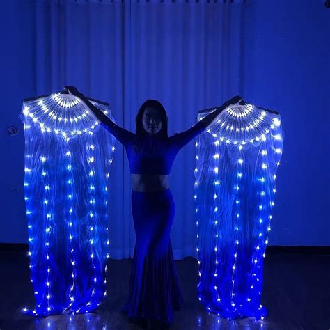 Abanicos De Seda Led Para Danza Del Vientre Velos De Seda Chinos