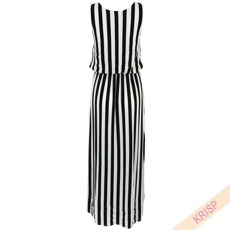 Striped Nautical Sailor Maxi Dress Sleeveless Oversize Floaty Summer