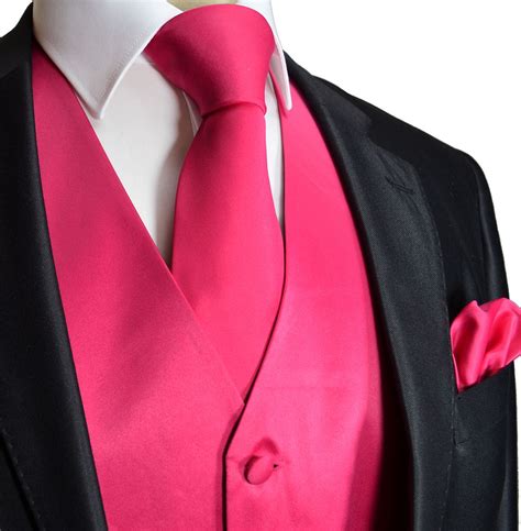 Solid Hot Pink Tuxedo Vest Set Q10 C In 2019 Pink Tuxedo Tuxedo