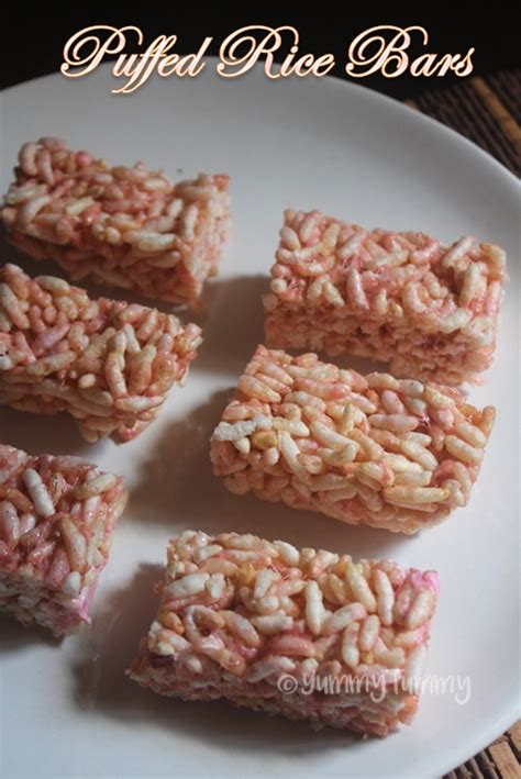 Puffed Rice Bars Recipe Puffed Rice Treats Recipe Recipe Puffed Rice Rice Recipes Treats