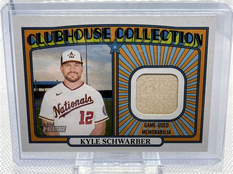 Kyle Schwarber Topps Heritage High Number Game Used Bat Relic Ebay