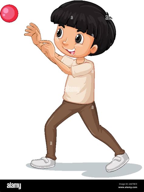 Boy Throwing Ball On White Background Illustration Stock Vector Image