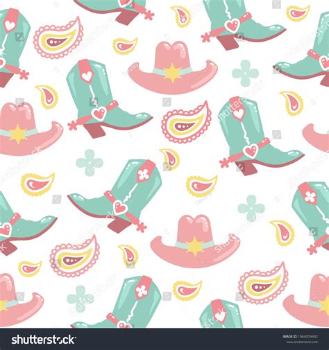 Cowboy Seamless Pattern Western Elements Wild Vector De Stock Libre