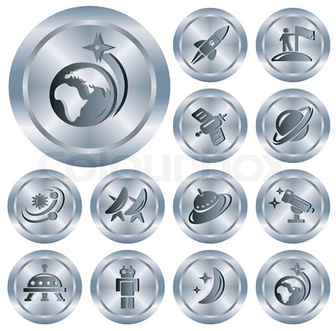 Space Button Set Stock Vector Colourbox