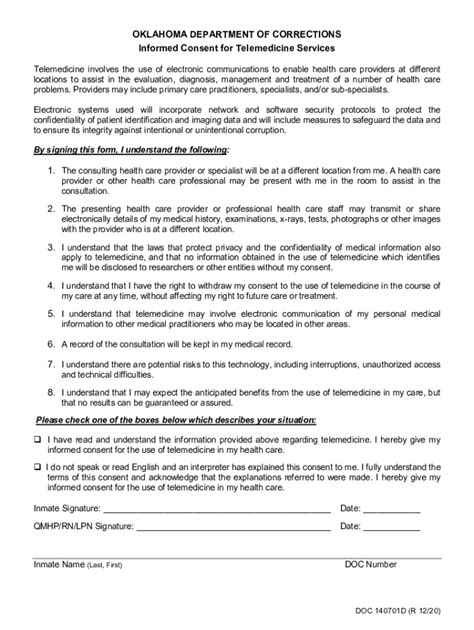 Fillable Online Doc Form Op D Informed Consent For Telemedicine