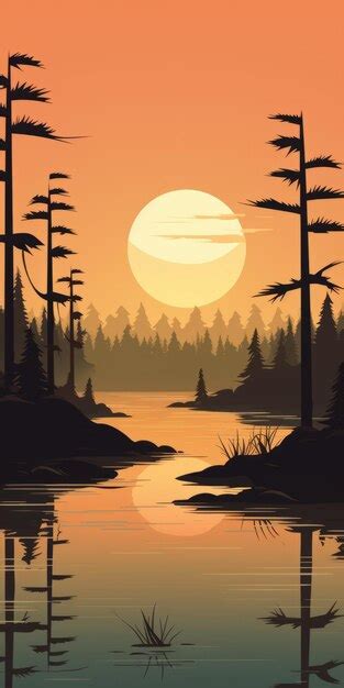 Premium Photo Tranquil Swamp Minimalistic Mobile Wallpaper With Delta