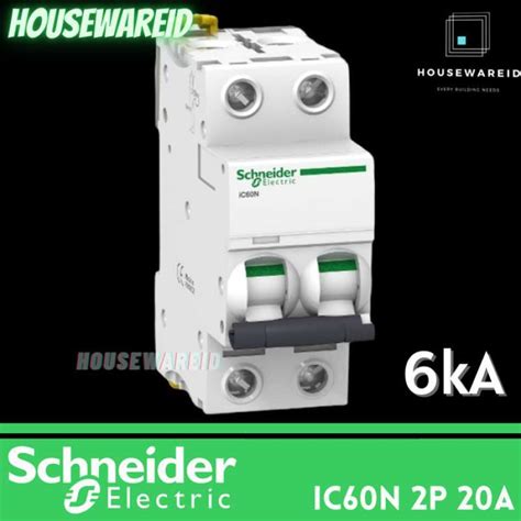 Jual MCB Schneider Acti9 IC60N 2 Phase 20 Ampere Original SNI 2p 20a