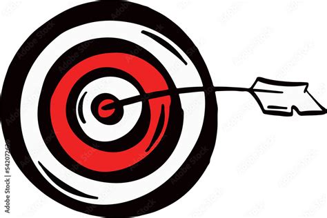 Archery Target In Red And White Hand Drawn Archery Aim Symbol Dart