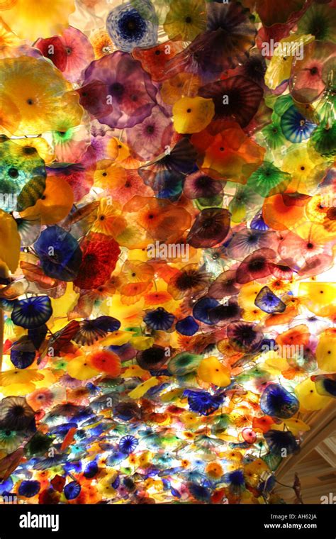 Detail Of The Chihuly Chandelier On The Ceiling In The Lobby Of The