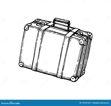 Ink Sketch Of Suitcase Stock Vector Illustration Of Isolated 157931281